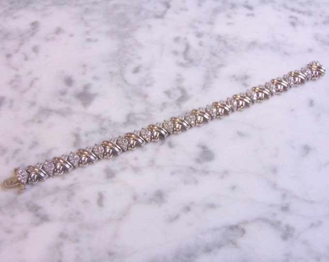 Womens Vintage Estate 14K White Gold Diamond Bracelet 26.0g E1114