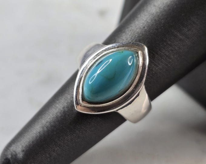 Womens Vintage Estate Sterling Silver Southwestern Turquoise Ring 5.9g E629