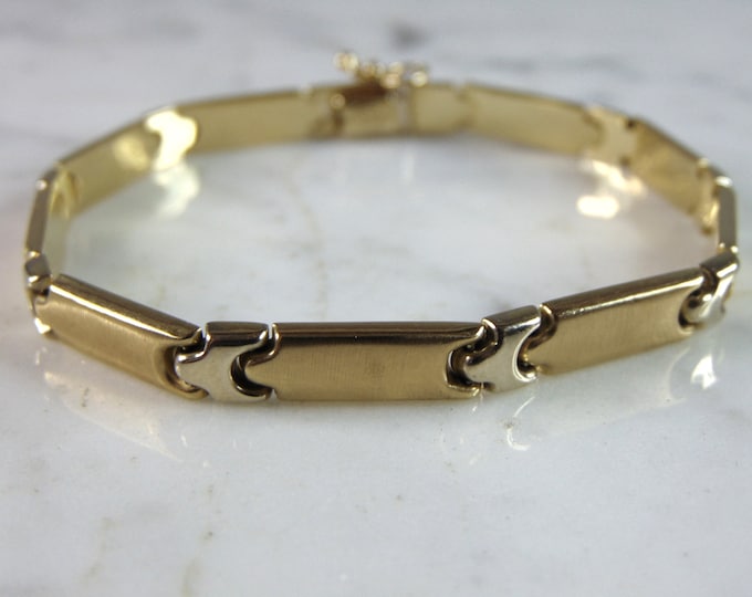 Womens Vintage Estate 14K Yellow Gold Modernist Bracelet 10.1g  E2621