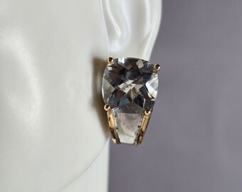 Womens Vintage Estate Sterling Silver & 14k Gold CZ Earrings 12.0g #E7878