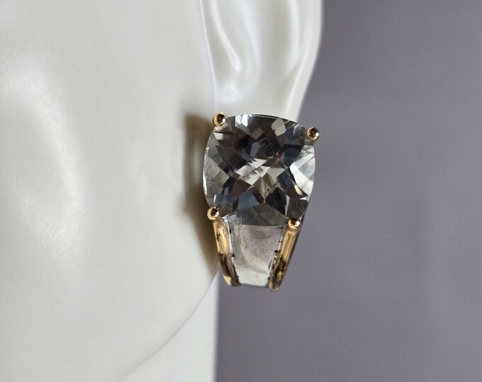 Womens Vintage Estate Sterling Silver & 14k Gold CZ Earrings 12.0g #E7878