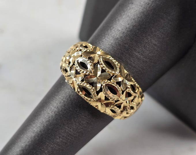 Womens Vintage Estate 14K Yellow Gold Filigree Ring 4.0g E4263