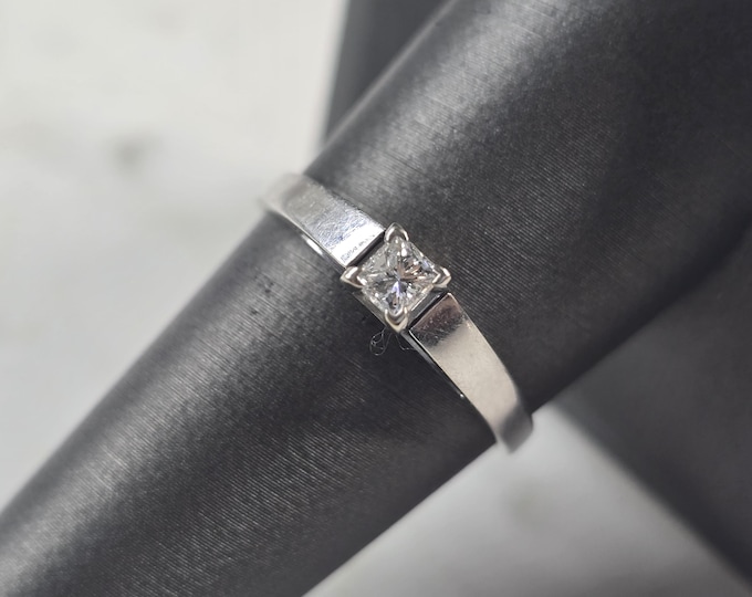 Womens Vintage Estate 14k White Gold Diamond Engagement Ring 2.9g  #E4645