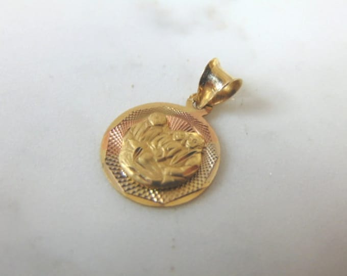 Vintage Estate 14K Yellow White & Rose Gold Religious Pendant 1.3g E1609