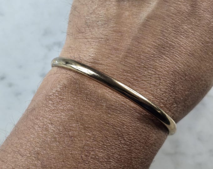 Womens Vintage Estate Sterling Silver Gold Tone Bangle Bracelet, 9.5g E2352