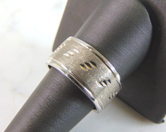 Mens Vintage Estate 14K White Gold Wedding Band Ring 11.9g E5989