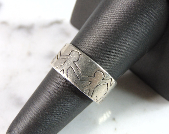 Womens Vintage Estate Sterling Silver Family Ring 6.3g E1197