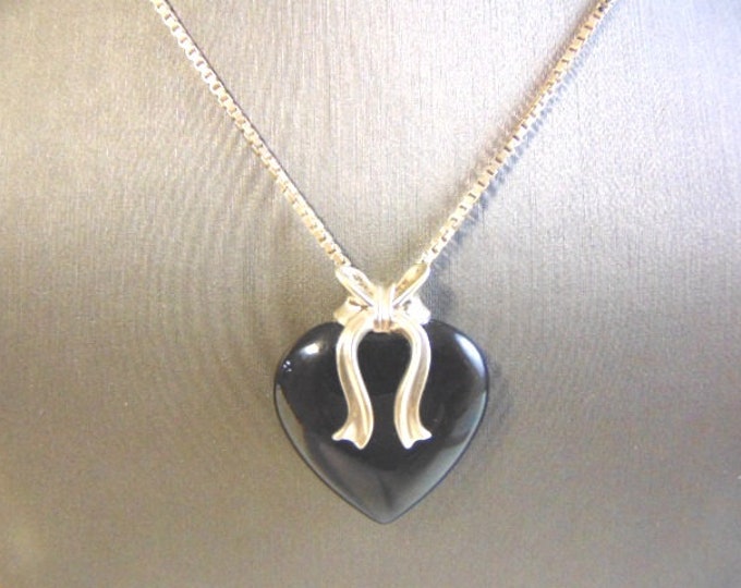 Womens Vintage Estate Sterling Silver Necklace w/ Onyx ? 26.1g E3954