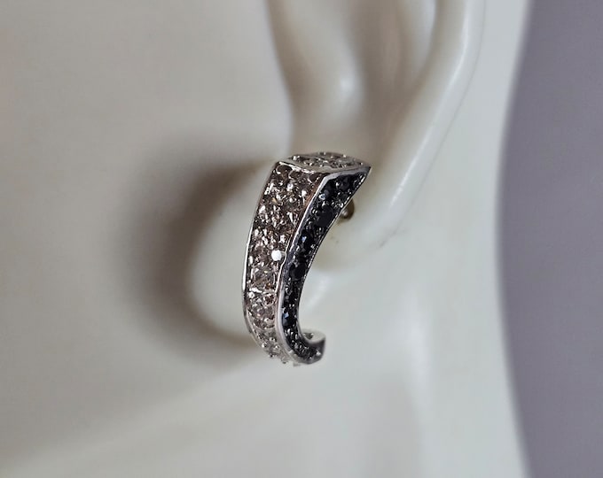 Womens Vintage Estate Sterling Silver Modernist CZ Earrings 5.5g E7874
