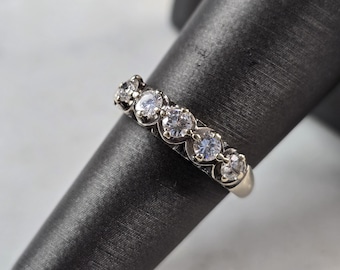 Womens Vintage Estate 14K White Gold Tru Joy Diamond Ring, 3.0g E7599