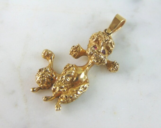 Womens Vintage Estate 14k Yellow Gold Poodle Dog Pendant 6.7g E727