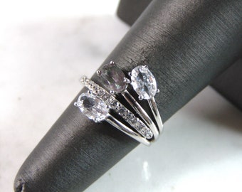 Womens Vintage Estate Sterling Silver Modernist CZ Ring 3.4g E2609