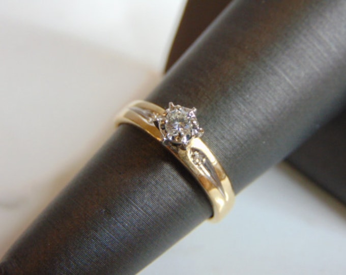 Womens Vintage Estate 14k Yellow Gold Diamond Engagement Ring 2.5g  #E948