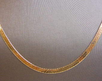 Womens Vintage Estate 14K Yellow Gold Herringbone Necklace 17.0g E2599