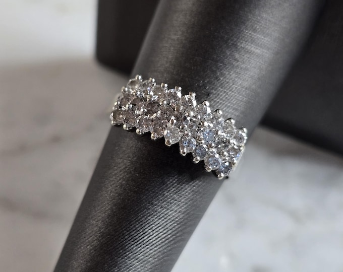 Womens Vintage Estate 14k White Gold Diamond Cluster Ring 4.0g  #E1334