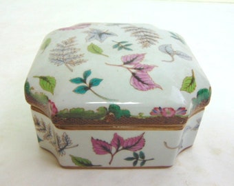 Decorative Porcelain Floral Vanity Trinket Box