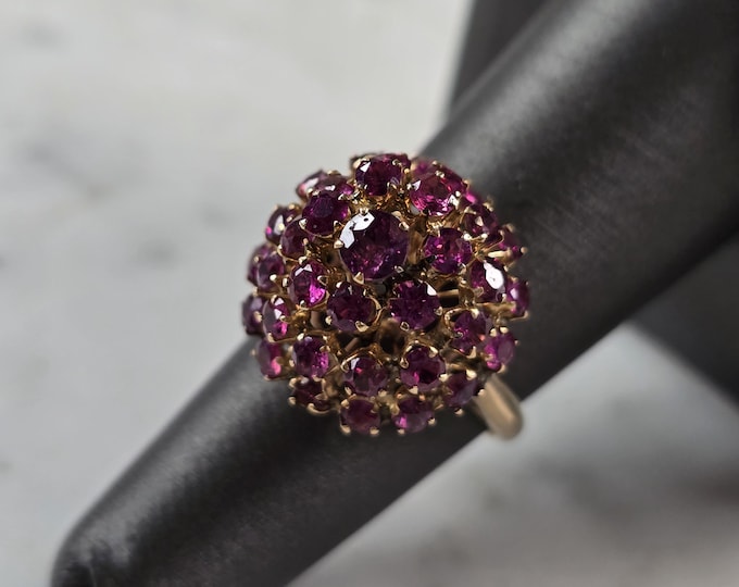 Womens Vintage Estate 18K Yellow Gold Pink Sapphire Ring 5.3g E6834