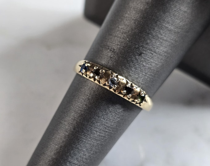 Womens Vintage Estate 10K Yellow Gold Multi Stone Ring  1.9g #E5409