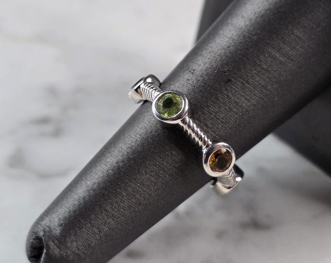 Womens Estate Sterling Silver Modernist Multi Stone Ring 3.9g E6749