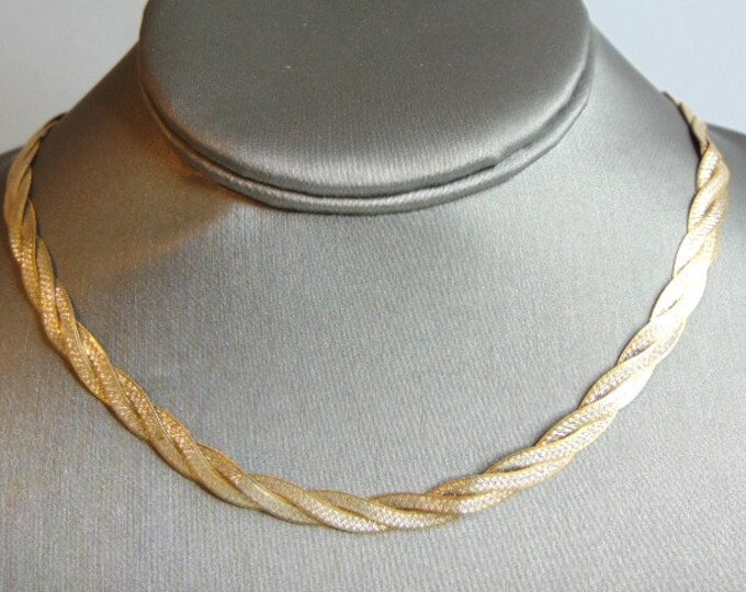Womens Vintage Estate Sterling Silver Gold Tone Braided Necklace 19.1g E5270