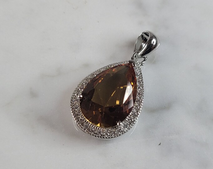 Womens  Estate Sterling Silver Citrine Pendant 3.5g E6097