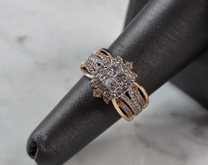 Exquisite Womens Vintage Estate 14K Rose Gold Diamond Ring 8.2g E5793