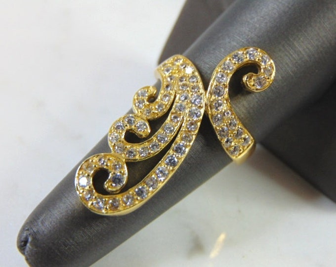 Womens Sterling Silver Gold Tone Modernist Fashion Ring 5.5g E1343