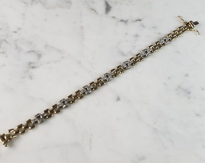 Womens Vintage Estate 14K Gold Diamond Bracelet 15.5g E2851
