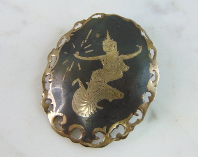 Womens Vintage Estate Sterling Silver Siam Brooch 6.7g E2400