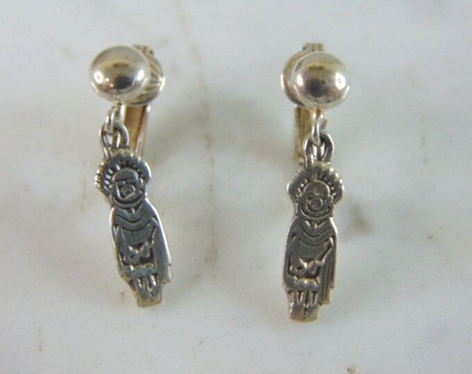 Womens Vintage Estate Sterling Silver Southwestern Clip On Earrings 4.1g E2237