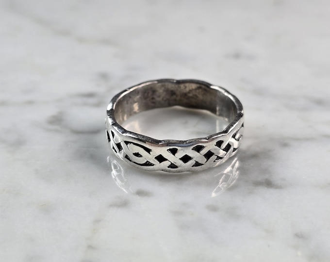 Mens Vintage Estate Sterling Silver Irish Celtic Eternity Knot Ring 7.2g E7320