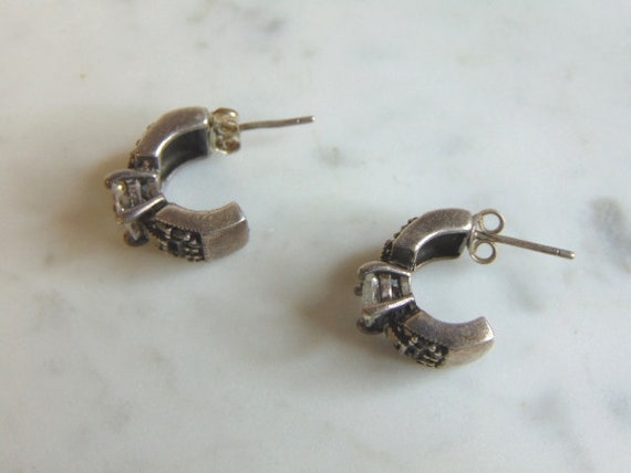 Womens Vintage Estate Sterling Silver CZ Earrings… - image 5