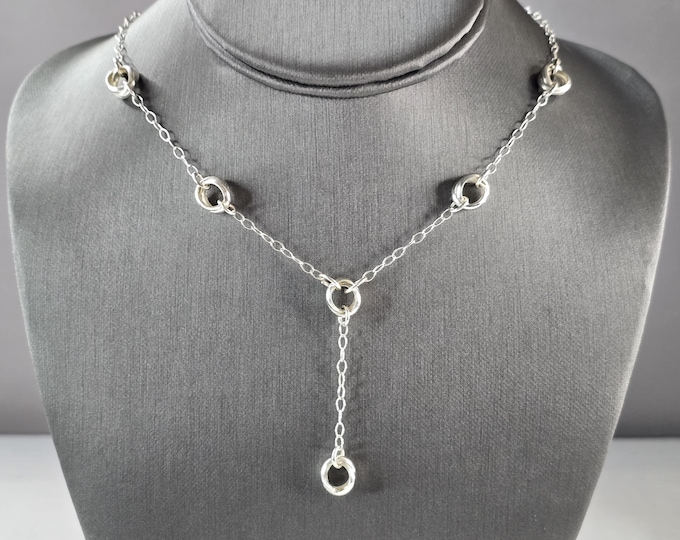 Womens Vintage Estate Sterling Silver Modernist Trinity Necklace 7.7g E3517
