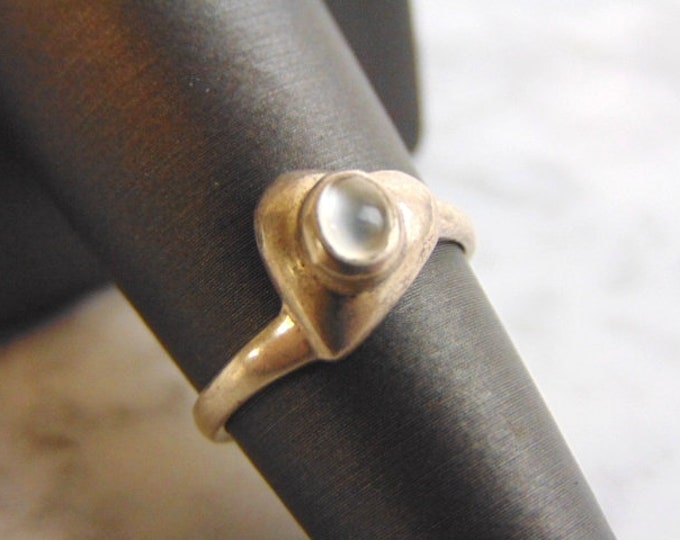 Womens Vintage Estate Sterling Silver Modernist Heart Ring 2.7g #E3430