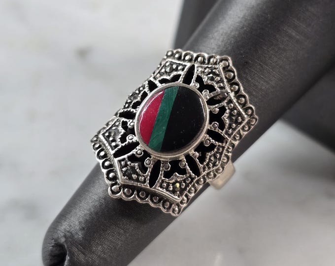 Womens Vintage Estate Sterling Silver Southwestern Zuni Ring 7.4g E652