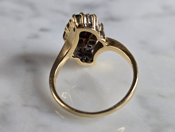 Womens Vintage Estate 14K Gold Diamond & Emerald … - image 4