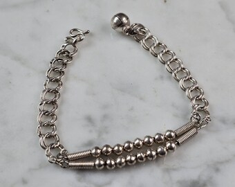 Womens Vintage Estate Sterling Silver Modernist Bracelet 7.3g E6772