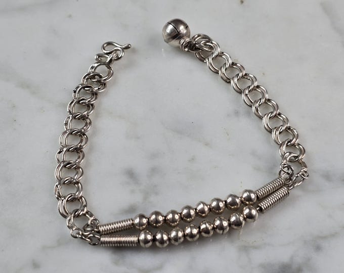 Womens Vintage Estate Sterling Silver Modernist Bracelet 7.3g E6772