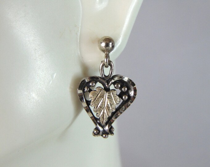 Womens Vintage Estate Sterling Silver Heart Earrings 4.1g E1925