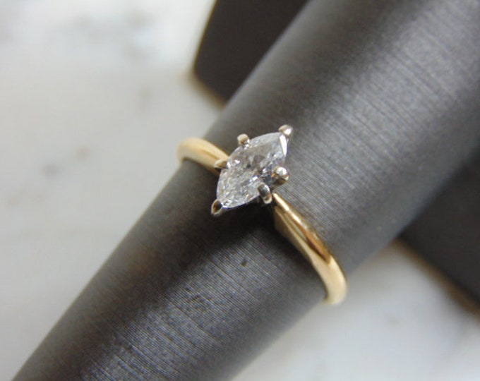 Womens Vintage Estate 14K Yellow Gold Marquise Diamond Engagement Ring  2.0g #E2084
