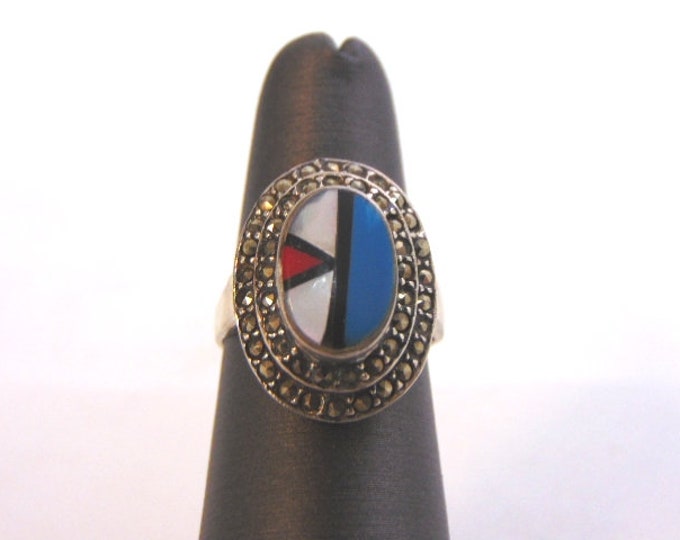 Womens Vintage Estate Sterling Silver Southwestern, Native American Zuni Ring 5.2g E1575