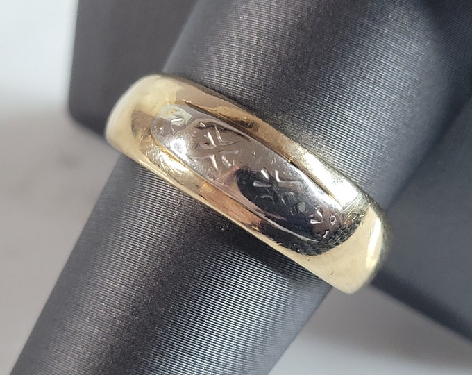 Mens Vintage Estate 14K White & Yellow Gold Ring, 4.5g E6668