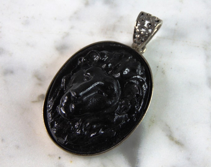 Womens Vintage Estate Sterling Silver Lion Head Pendant 10.7g E6314