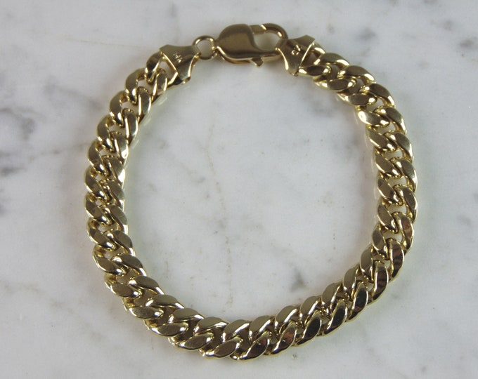 Mens Vintage Estate 14K Yellow Gold Chain Link Bracelet 22.6g E2632