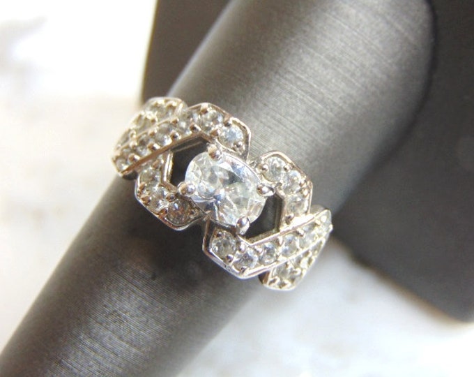 Womens Vintage Estate Sterling Silver CZ Ring 5.5g E4629