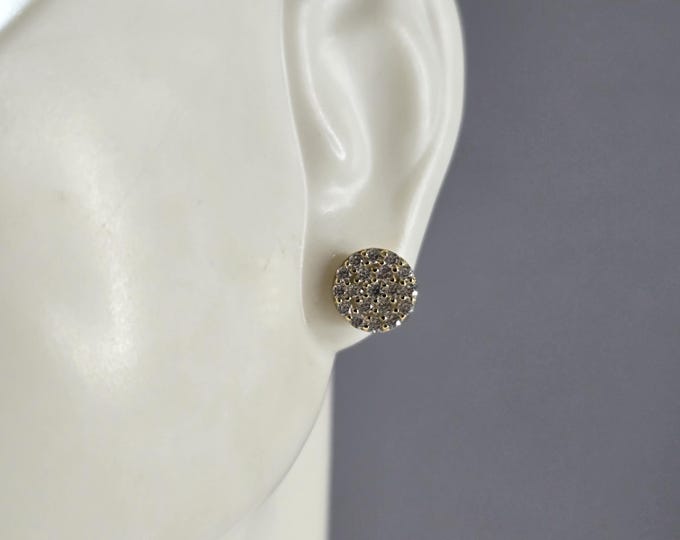 Womens Vintage Estate Sterling Silver Gold Tone CZ Stud Earrings 1.0g E1158