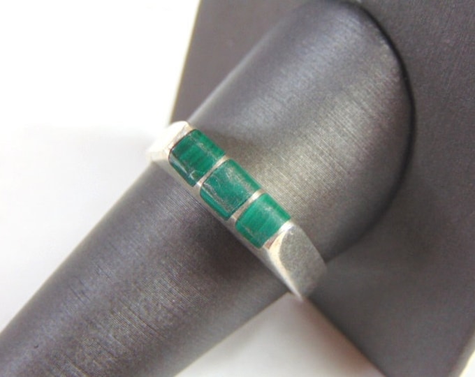 Vintage Estate Sterling Silver Malachite Ring 7.0g E782