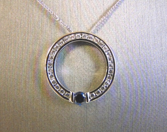 Vintage Estate Sterling Silver Necklace w/ CZ Stone Pendant 4.4g #E4255