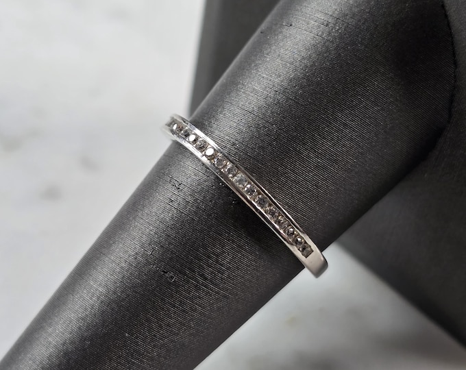 Womens Vintage Estate Sterling Silver CZ Ring 1.4g E4136