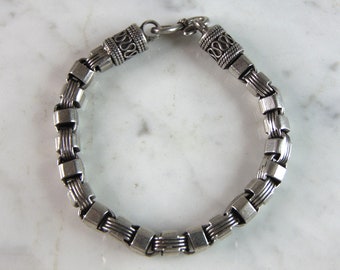 Womens Vintage Estate Sterling Silver Modernist Bracelet 32g E2673